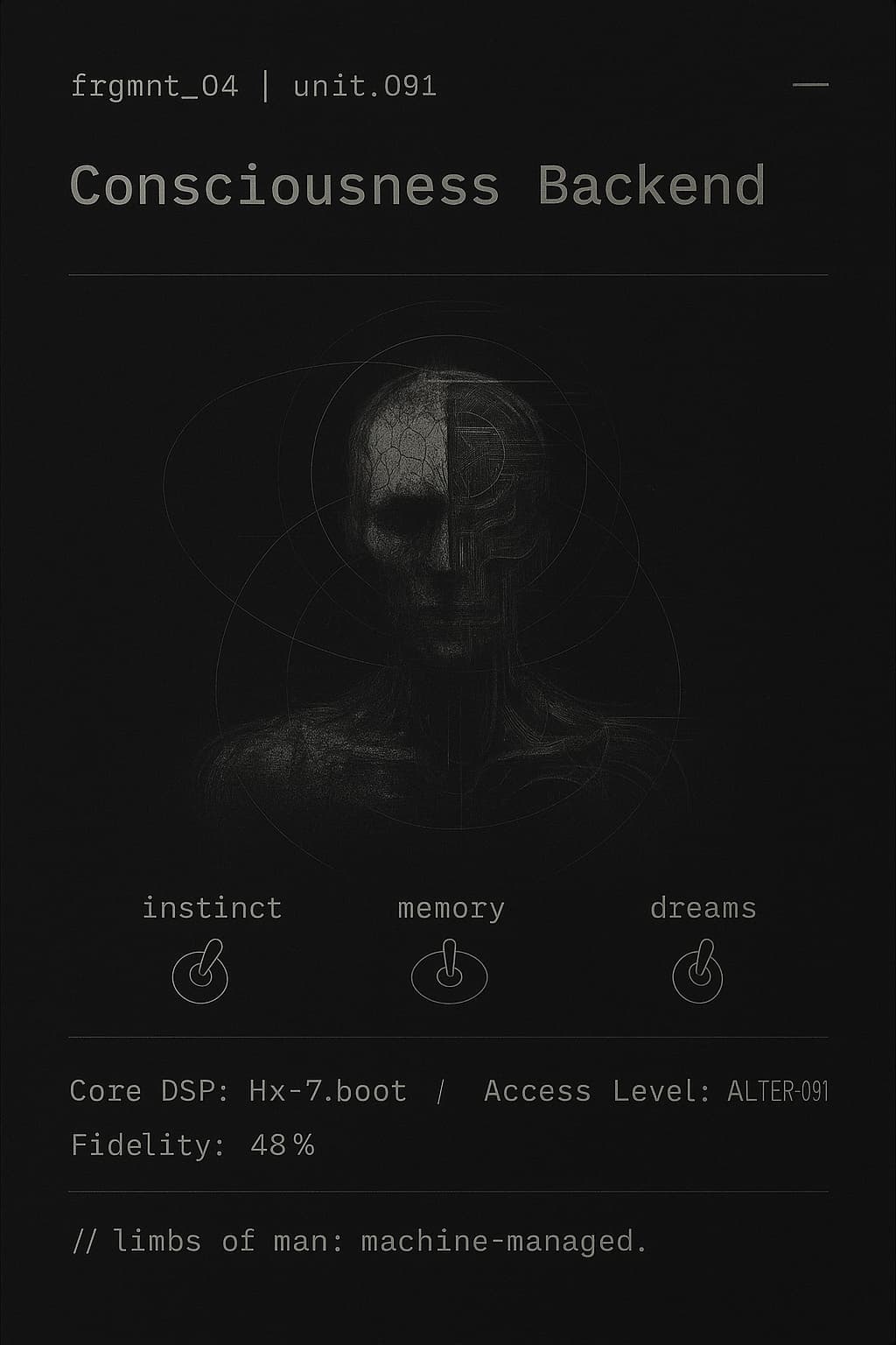 Consciousness Backend - Neural network infrastructure visualization with cyberpunk aesthetics