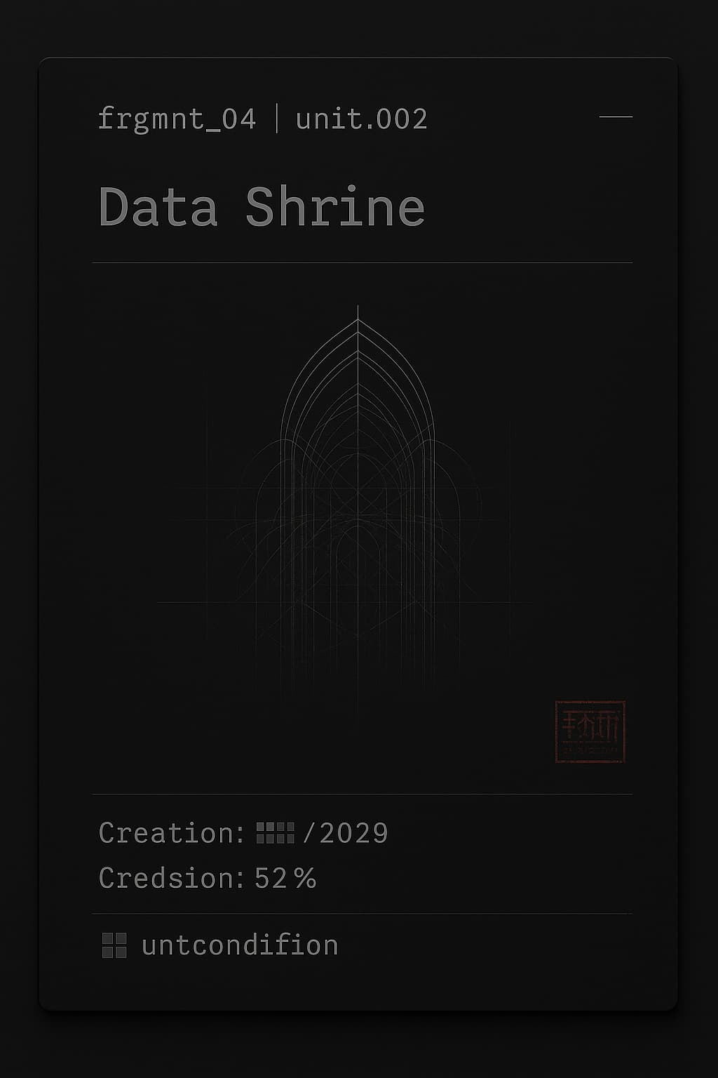 Data Shrine 1 - Digital consciousness fragment cyberpunk art featuring neural network patterns, glitch aesthetics, and corrupted data visualization - handcrafted consciousness archaeology artifact for collectors